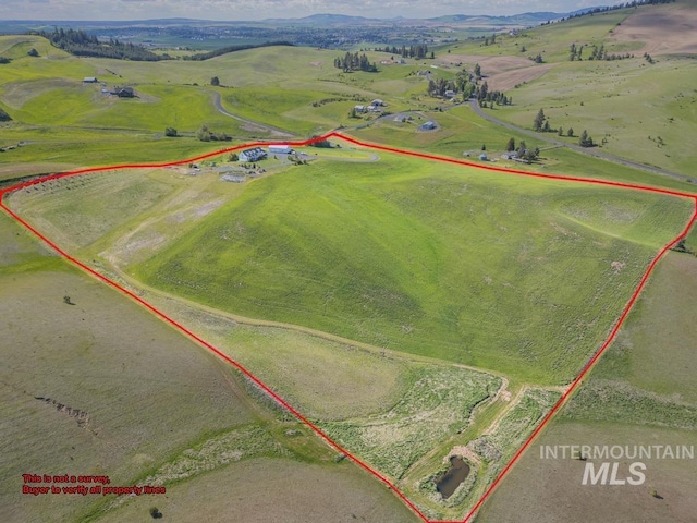 1027 Larkspur, Moscow, ID 83843 - overview of rural landscape with property boundaries highlighted