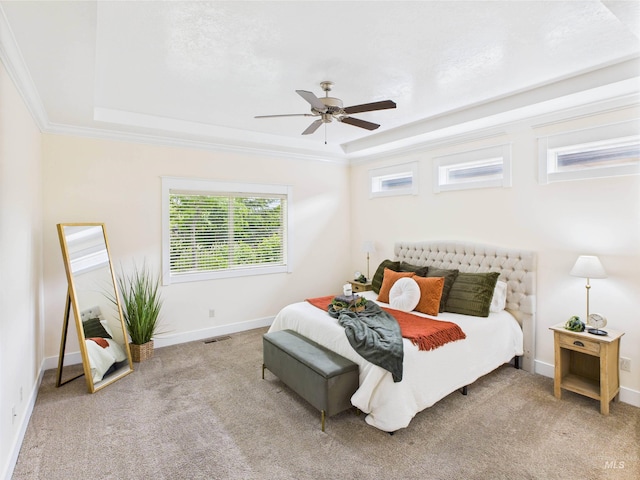 9389 W Wildbranch, Star, ID 83669 - carpeted bedroom with a raised ceiling, baseboards, ceiling fan, and crown molding
