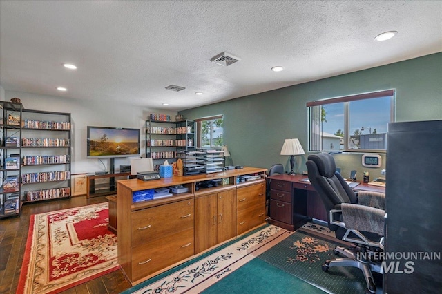 1011 Filer Ave W, Twin Falls, ID 83301 - office space with recessed lighting, dark wood finished floors, and a textured ceiling