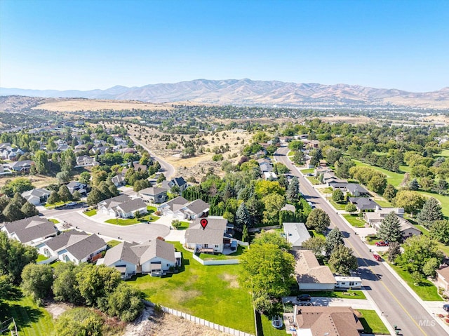 bird's eye view with a mountain view