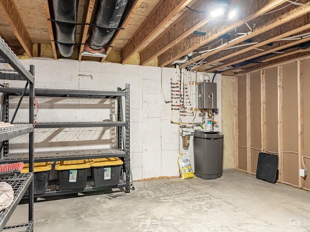 basement with water heater