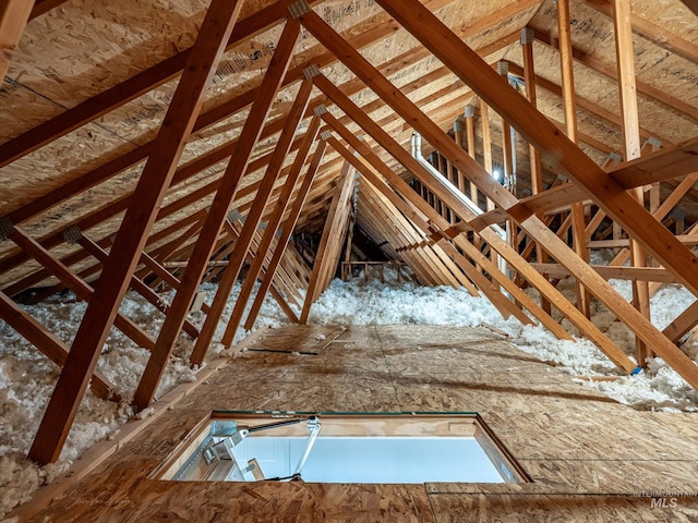 view of unfinished attic