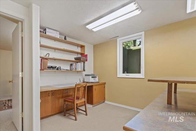 424 N Mobley Dr, Boise, ID 83712 - office space featuring light colored carpet, a textured ceiling, baseboards, and built in desk