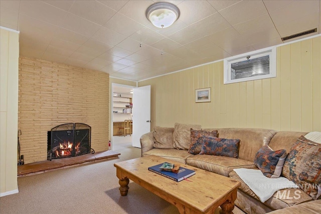 424 N Mobley Dr, Boise, ID 83712 - living area with carpet floors and a brick fireplace