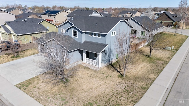 bird's eye view with a residential view