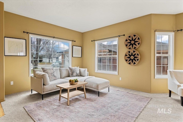 carpeted living room with plenty of natural light