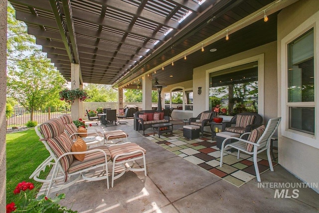 10318 W Adirondack Ct, Star, ID 83669 - view of patio featuring an outdoor hangout area and a pergola
