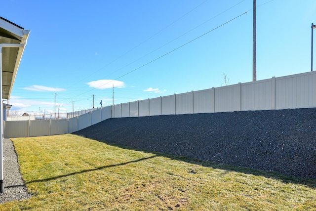 view of yard featuring a fenced backyard
