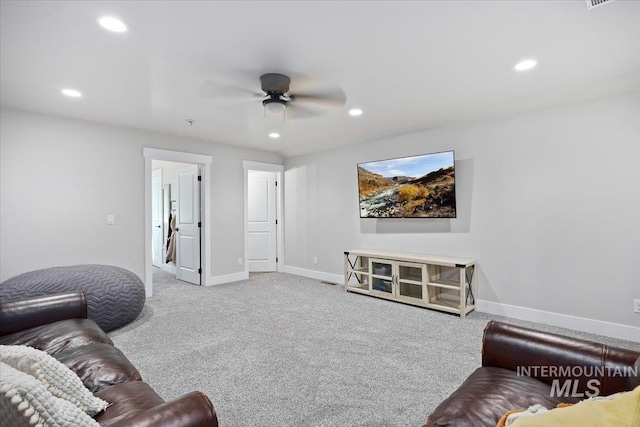 942 Paintbrush, Kimberly, ID 83341 - living room featuring carpet flooring, recessed lighting, a ceiling fan, and baseboards