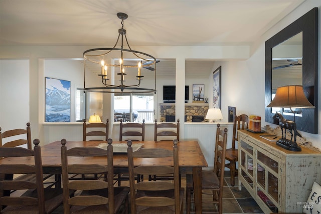 2639 Ridge Ln, Sun Valley, ID 83353 - dining space featuring a chandelier and ceiling fan
