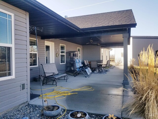 3847 N 2456 E, Filer, ID 83328 - view of patio / terrace featuring ceiling fan