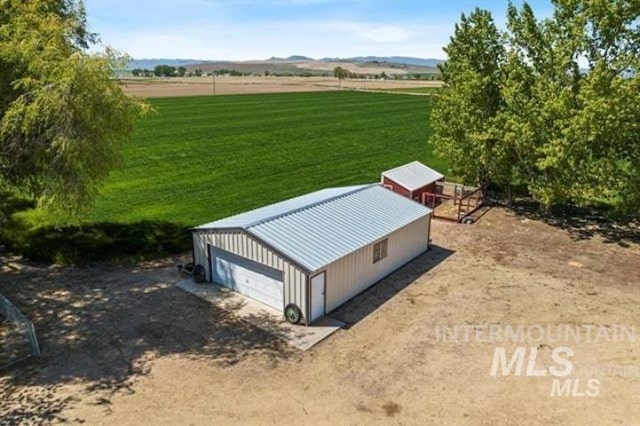 bird's eye view with a rural view