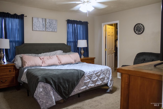 bedroom with carpet flooring and ceiling fan