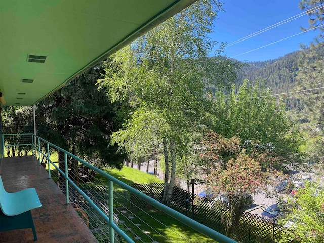 balcony with a mountain view