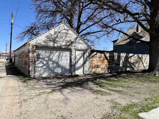 view of detached garage
