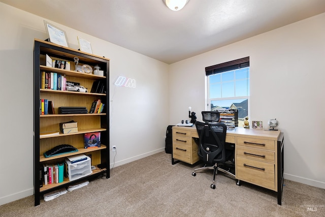 view of carpeted home office