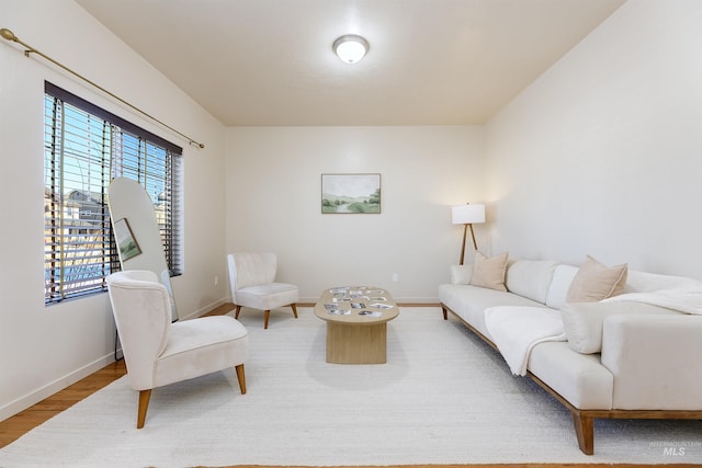 living room with hardwood / wood-style flooring