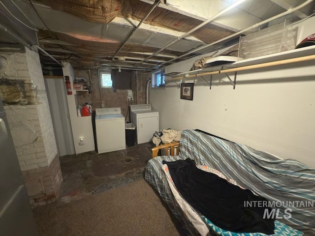below grade area with separate washer and dryer
