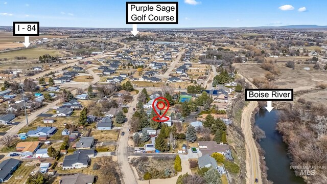 22168 Rio Vista Dr, Caldwell, ID 83607 - birds eye view of property with a water view and a residential view