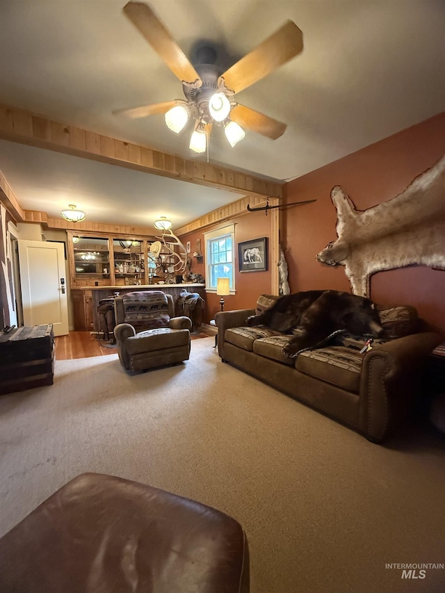 1351 Poplar, Twin Falls, ID 83301 - living room featuring carpet flooring and a ceiling fan
