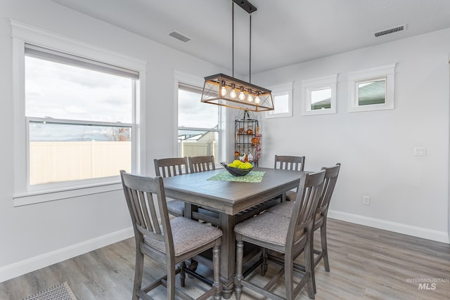 dining space featuring hardwood / wood-style floors