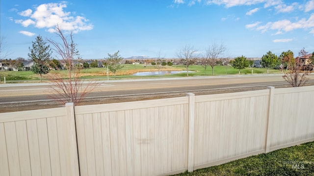 view of yard with a water view