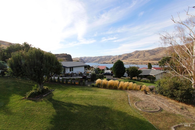 view of yard with a mountain view