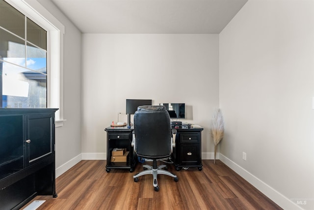 office featuring dark hardwood / wood-style flooring