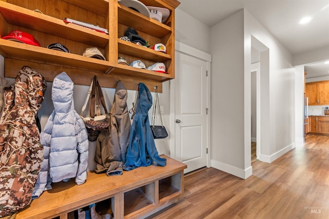 mudroom featuring light hardwood / wood-style flooring