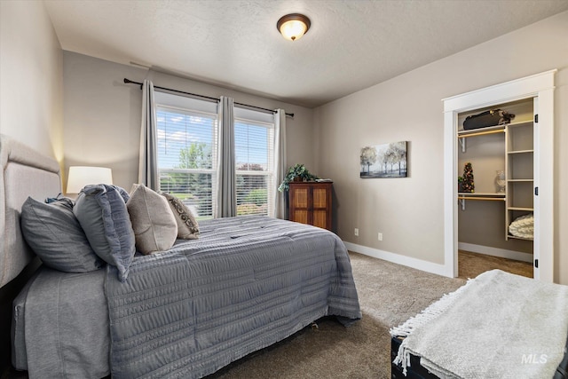 11714 W Pinewood River Ln, Star, ID 83669 - bedroom featuring carpet floors, a walk in closet, a textured ceiling, and a closet