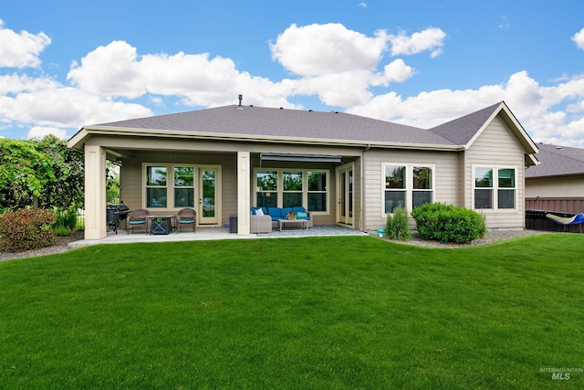 6859 N Topaz Jewel Pl, Meridian, ID 83646 - rear view of house with outdoor lounge area and a patio
