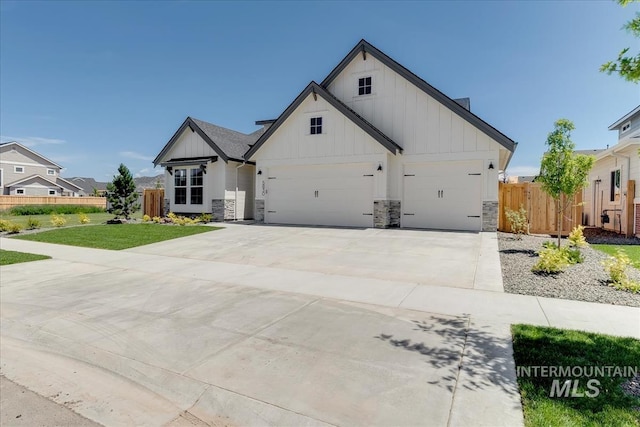 modern farmhouse with a front lawn