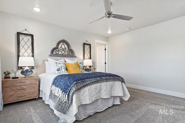 1867 W Wind Drift St, Meridian, ID 83646 - carpeted bedroom with baseboards, a ceiling fan, and recessed lighting