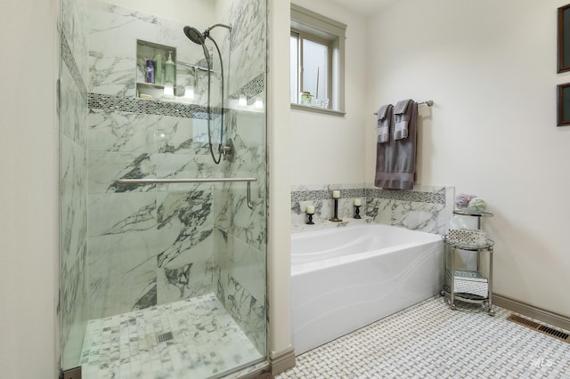 110 S 3rd Ave, Pierce, ID 83546 - bathroom featuring a garden tub and a marble finish shower