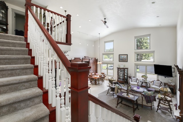 110 S 3rd Ave, Pierce, ID 83546 - stairway with high vaulted ceiling