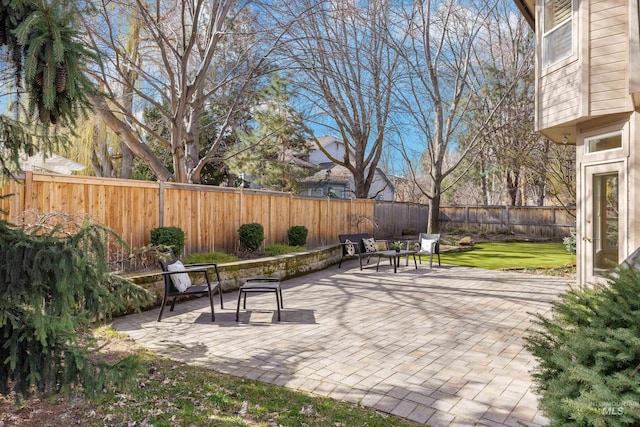 view of patio with a fenced backyard