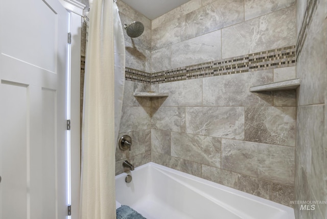 full bath featuring shower / bath combination with curtain