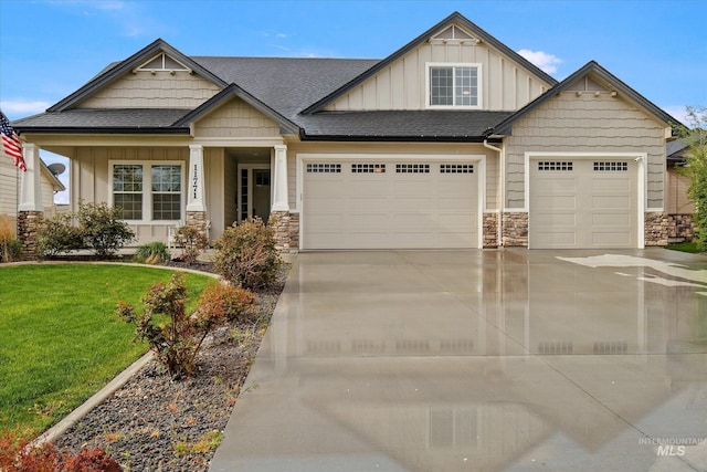 11771 W Cross Slope Way, Nampa, ID 83686 - craftsman house featuring board and batten siding, an attached garage, and stone siding