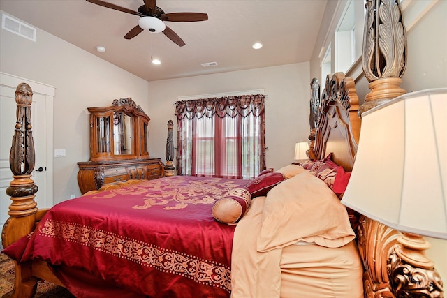 11771 W Cross Slope Way, Nampa, ID 83686 - bedroom with visible vents, ceiling fan, and recessed lighting