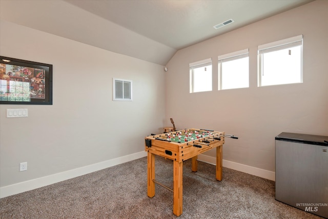 11771 W Cross Slope Way, Nampa, ID 83686 - recreation room with baseboards, visible vents, carpet, and lofted ceiling
