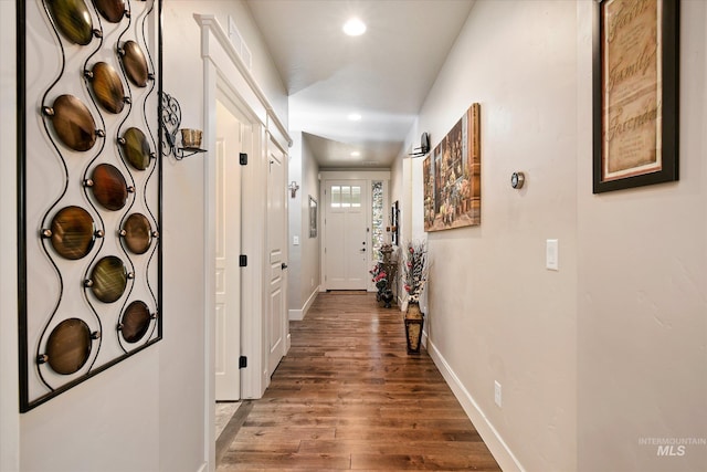 11771 W Cross Slope Way, Nampa, ID 83686 - hallway featuring recessed lighting, wood finished floors, and baseboards