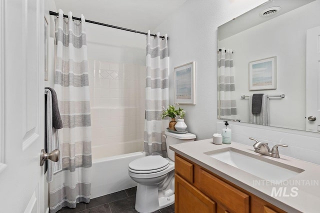 178 W Lava Falls Dr, Meridian, ID 83646 - full bath featuring vanity, shower / bath combination with curtain, and tile patterned flooring