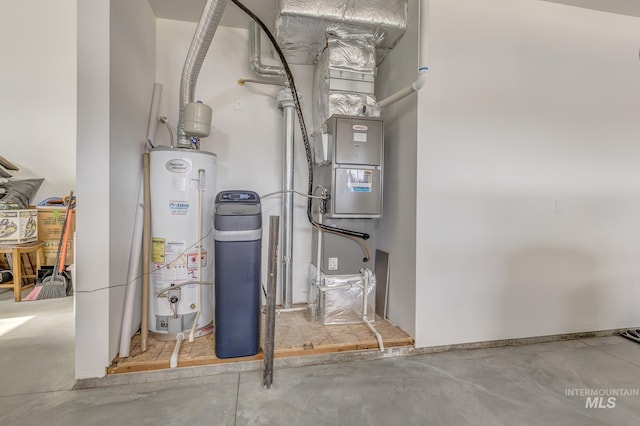 utility room featuring gas water heater