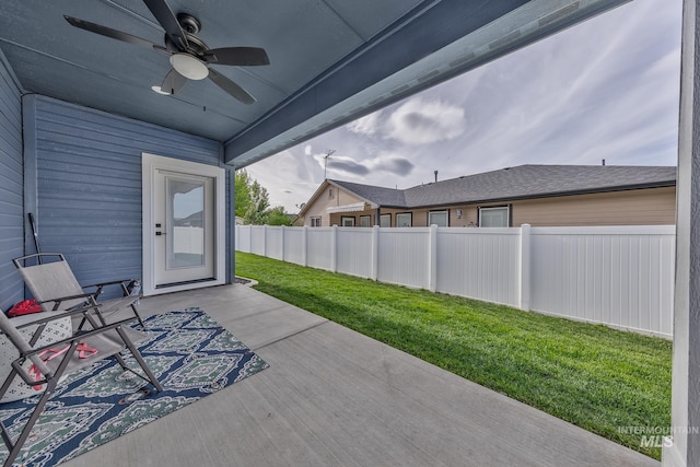 view of patio with ceiling fan