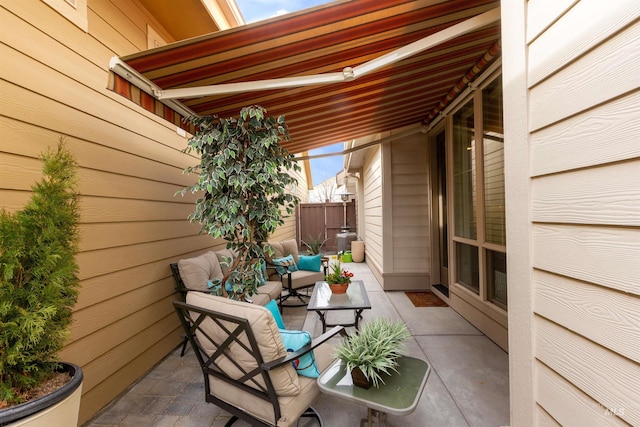 view of patio / terrace featuring an outdoor living space