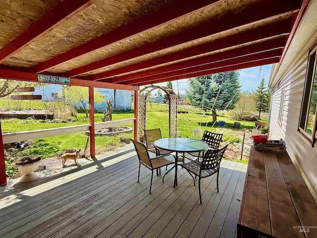 103 Beech St, Nezperce, ID 83543 - wooden deck featuring a yard and outdoor dining space