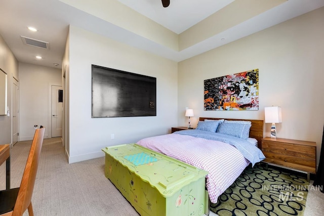 880 W River St, Boise, ID 83702 - bedroom with recessed lighting, baseboards, visible vents, and light carpet