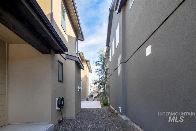 view of home's exterior featuring stucco siding