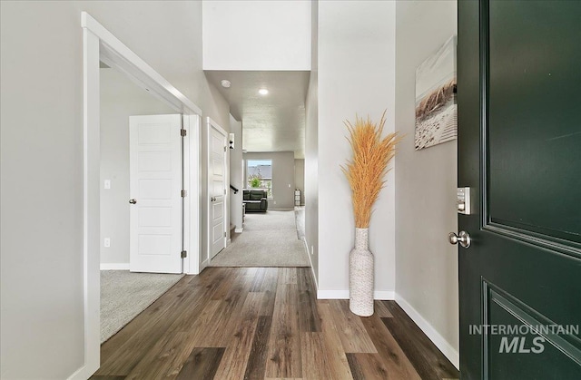 5094 W Avilla Dr, Meridian, ID 83646 - foyer entrance with baseboards and wood finished floors