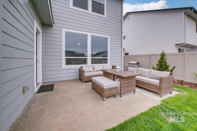 5094 W Avilla Dr, Meridian, ID 83646 - view of patio with an outdoor living space and fence
